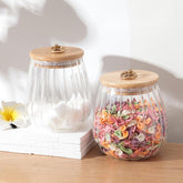 Urbane Home Borosilicate Glass Jar with Bamboo Lid | Kitchen Organizer Items & Storage | Multi-utility, Leakproof, Airtight Jar for Cookies, Snacks, Tea, Coffee, Sugar | Set of 2 (680ml, 830ml)